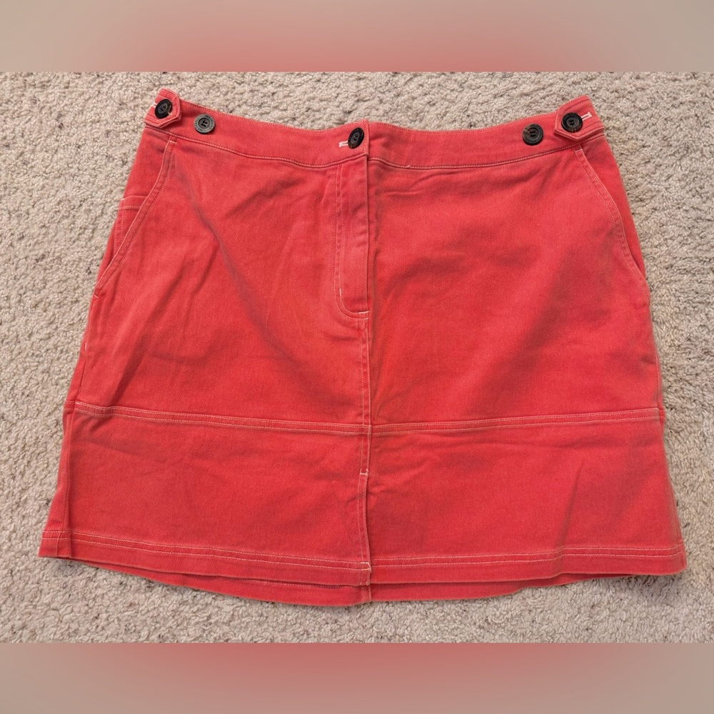 Wildfang Essential Denim Work Skirt 1X, washed coral